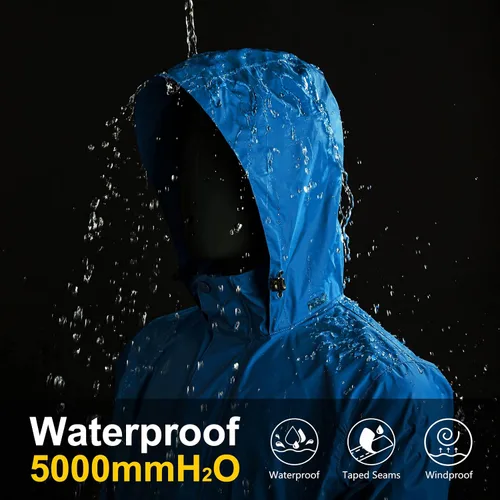 Miniatura 29 de 33,000ft - Chaqueta de lluvia impermeable y plegable para hombre, ligera, con capucha, cortavientos ideal para golf o ciclismo