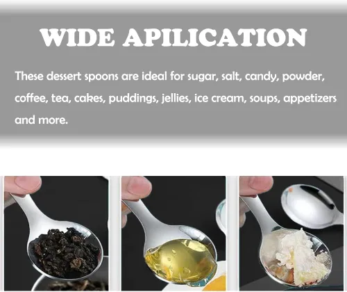 Miniatura 3 de Mini cucharas de acero inoxidable – Cucharas de sal y postre de mango corto para degustación, condimento, café, helado, pastel