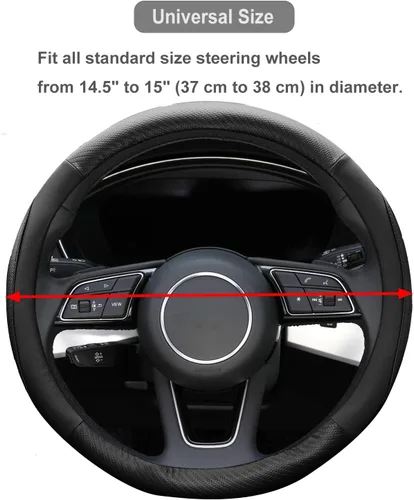 Miniatura 4 de Funda para volante de automóvil, piel de microfibra suave, transpirable, antideslizante, ajuste universal de 15 pulgadas para automóviles, SUV