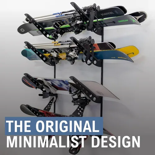 Miniatura 5 de StoreYourBoard Estante de esquí y snowboard, sistema de almacenamiento ajustable para 4 tablas, organizador de pared de garaje resistente para esquí