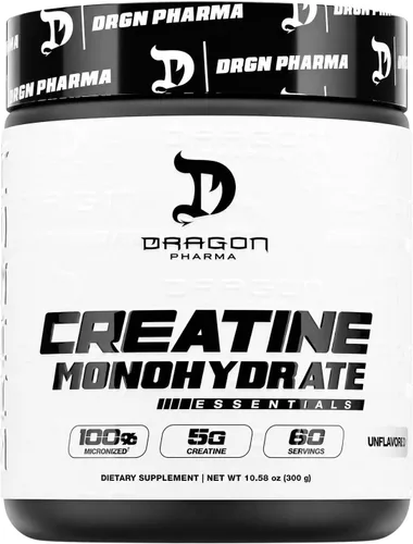 DRAGON PHARMA Monohidrato de creatina, ayuda a la recuperación muscular, suplemento posentrenamiento, soporte antioxidante (60 porciones, sin sabor)