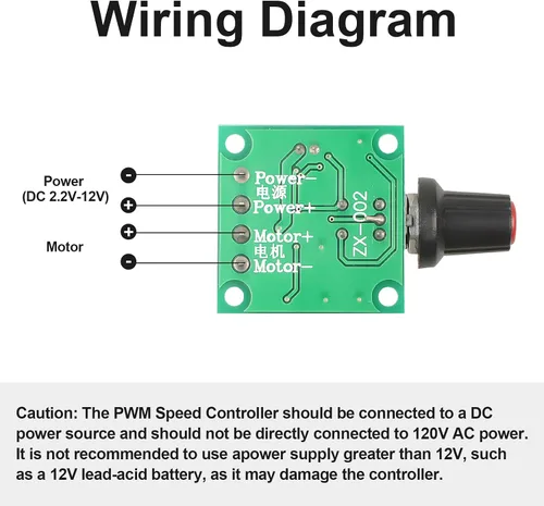 Miniatura 6 de Exqutoo Paquete de 2 controladores de velocidad PWM, interruptor de controlador ajustable, controlador de velocidad de motor de CC de bajo voltaje