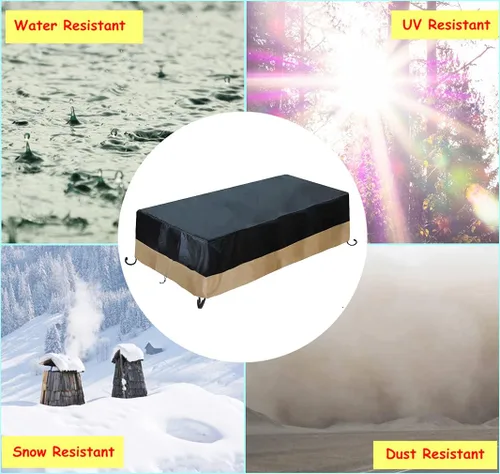 Miniatura 6 de Cubierta rectangular resistente al agua de 60 pulgadas para fogata de gas de patio al aire libre, 60 pulgadas de largo x 38 pulgadas de ancho x 24