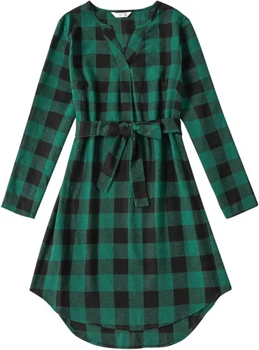 Miniatura 2 de Vestidos de Navidad para mamá e hija, vestido de terciopelo a cuadros, fiesta de Navidad, trajes a juego para mamá e hija, sesión de fotos