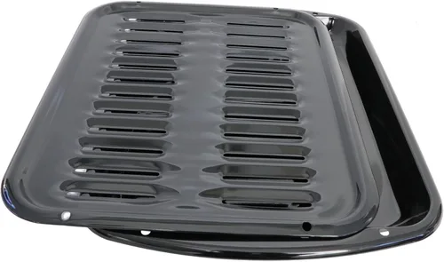 Miniatura 3 de Sartén antiadherente de porcelana y parrilla para Whirlpool 4396923 y GE WB48X10056, 2 piezas de acero al carbono recubierto de porcelana negra.