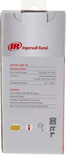 Miniatura 4 de ARO R37341-600-VS Regulador de aire 1/2" NPT, con calibre - 250 psi entrada máxima