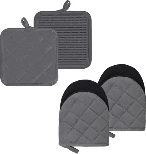 Miniatura 24 de 1 par de manoplas cortas para horno, guantes de silicona resistentes al calor para cocina, mini guantes de horno para 500 grados, superficies