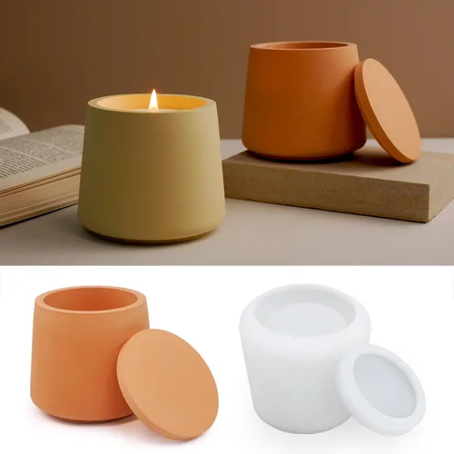 Juego de Moldes para Velas con Tapa y Caja de Almacenamiento, Moldes de Vaso para Velas de Silicona Creativos, Moldes de Botella de Hormigón con