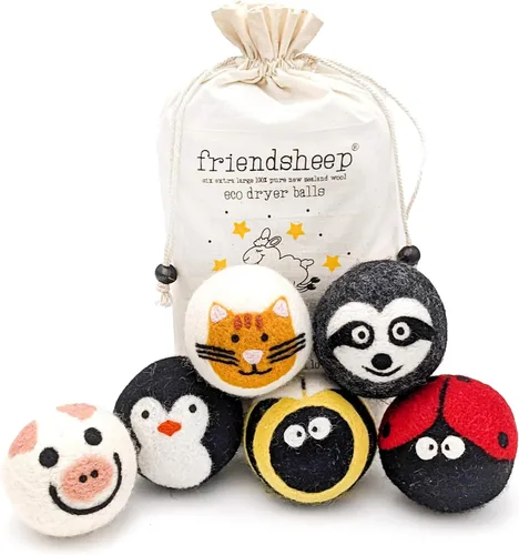 Miniatura 20 de Friendsheep Bolas secadoras de lana, alternativa orgánica reutilizable para suavizantes de telas para lavandería, hechas a mano, comercio justo