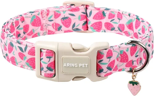 Miniatura 7 de Aring Pet Collar de algodón, ligero y ajustable, con hebilla de liberación rápida para perros pequeños, medianos y grandes, para cachorros, S