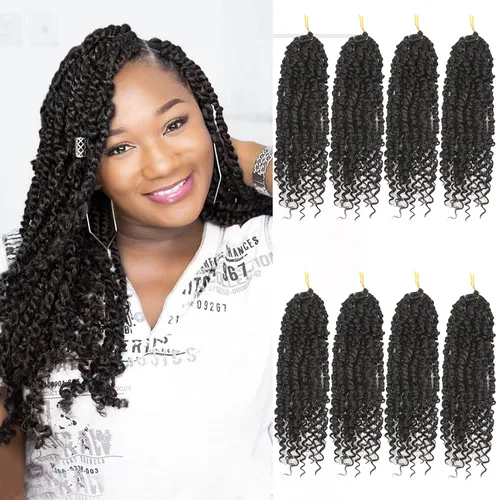 Miniatura 58 de Bileaf Cabello de Ganchillo Passion Twist Pre-retorcido de 10 Pulgadas, 8 Paquetes de Ganchillo Passion Twist, Cabello Corto Passion Twist