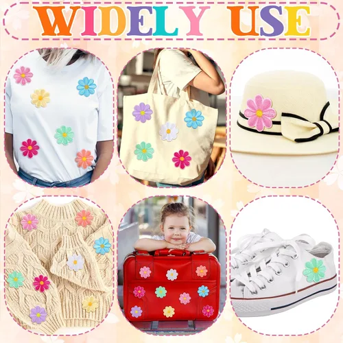 Miniatura 7 de Tigeen 60 parches de flores para planchar con bonitos parches de flores para coser en apliques bordados, parches de costura para bolsos, chaquetas