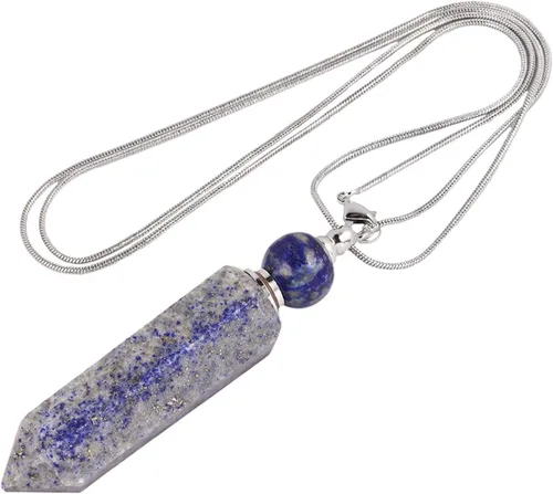 Miniatura 3 de TUMBEELLUWA Collar con colgante de piedra de aromaterapia con difusor de aceites esenciales, unisex, collar de piedras preciosas de punto de cristal