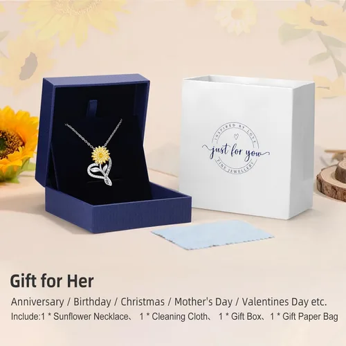 Miniatura 5 de PAITAIN Collares de girasol chapados en oro de 18 quilates para mujer, regalo de aniversario de girasol para esposa, novia, collar con texto