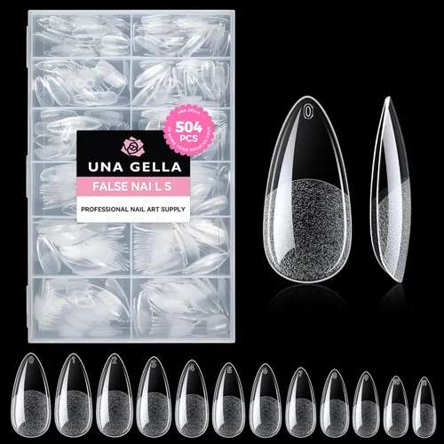 Miniatura 29 de UNA GELLA Puntas de uñas postizas extra cortas: 504 unidades de uñas cuadradas falsas preformadas XS, uñas cuadradas cortas a presión, puntas