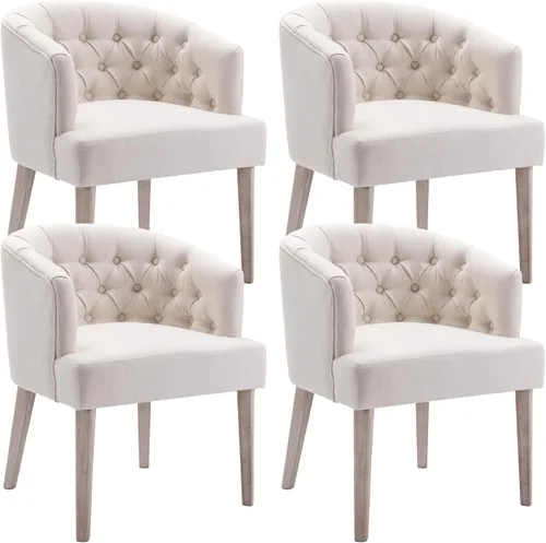 Miniatura 11 de Ya-Home Mid-Century - Juego de 2 sillas de comedor tapizadas de lino, cómodas sillas auxiliares con patas de madera para comedor, sala de estar