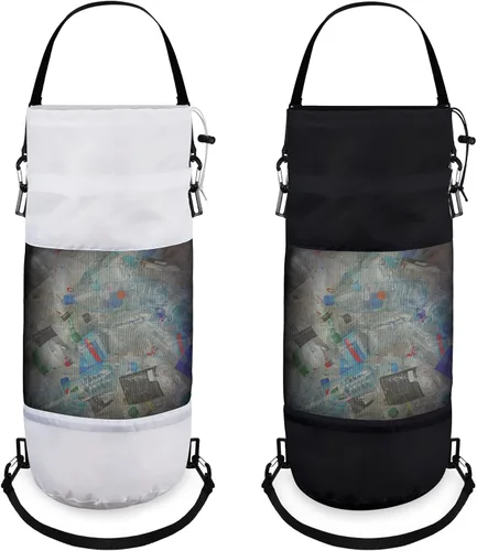 Paquete de 2 accesorios portátiles para barcos, bolsas de basura de malla, contenedor de basura para barco, kayak, cámper, pesca, cabina, Blanco