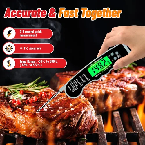 Miniatura 2 de Relleno de calcetines para hombres, mujeres y adultos: termómetro de carne digital, termómetro de carne de lectura instantánea con luz de fondo e
