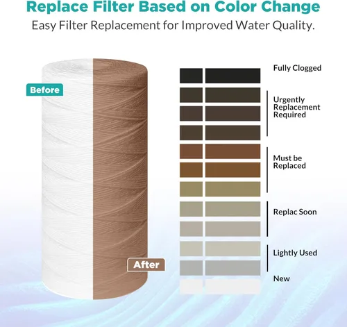 Miniatura 6 de SimPure - Cartucho de filtro de agua para heridas de cadena de 5 micrones, 10 x 4.5 pulgadas para agua de pozo, reemplazo de filtro de sedimentos