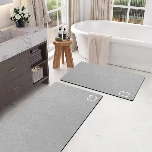 Miniatura 33 de RUERYA Tierra de Diatomeas Alfombras de Baño 23.6 x 15.7 pulgadas, Secado Rápido Súper Absorbente Base de Goma Antideslizante Alfombra de Baño