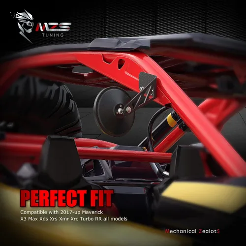 Miniatura 3 de MZS Espejos Laterales X3, Diseño Convexo de Estilo de Carrera con Visera Trasera y Soporte de Montaje Compatible 2017-2026 Maverick X3 Max Xds Xrs