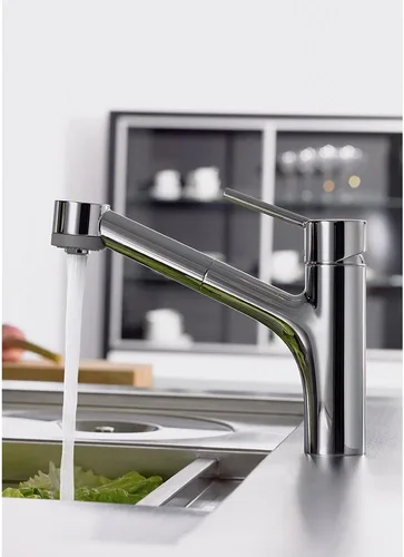 Miniatura 2 de hansgrohe Talis S 06462860 - Grifo de cocina de acero inoxidable con pulverizador extraíble, grifo para fregadero de cocina, óptica de acero