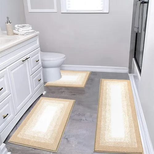 Miniatura 28 de Juegos de alfombras de baño de 3 piezas, alfombras de baño antideslizantes absorbentes, alfombras de baño de felpa extra suaves y esponjosas