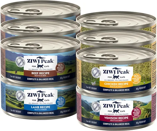 Miniatura 12 de ZIWI Peak - Juego de variedad de comida húmeda para gatos - Ternera, pollo, cordero, caballa y cordero, caballa, venado, paquete de 6 (3 oz cada una)