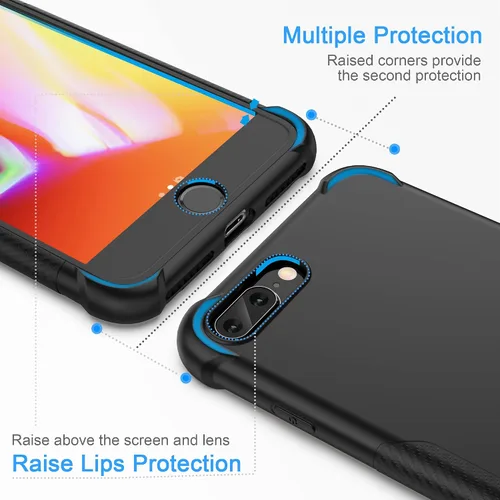 Miniatura 2 de ORETech Funda diseñada para iPhone 13 Mini con 2 protectores de pantalla de vidrio templado, textura de fibra de carbono policarbonato duro