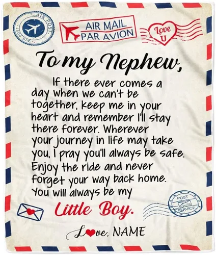 Miniatura 38 de Manta personalizada con texto en inglés «To My Nephew from Aunt Uncle Auntie I Love You Hugs» (texto en inglés) con texto en inglés «To My Nephew»