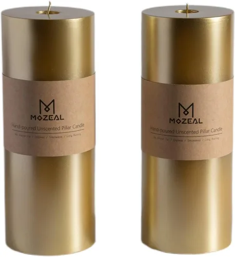 Miniatura 27 de MOZEAL Velas grandes sin perfume vertidas a mano de 3 x 8 pulgadas, sin humo, juego de 2, combustión lenta, sin goteo, aproximadamente 150 horas
