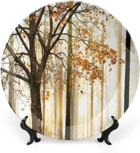 Miniatura 9 de XISUNYA Plato decorativo de 6 pulgadas, cerámica de cerámica para decoración de otoño, imagen suave de hojas de otoño desvanecidas, impresión