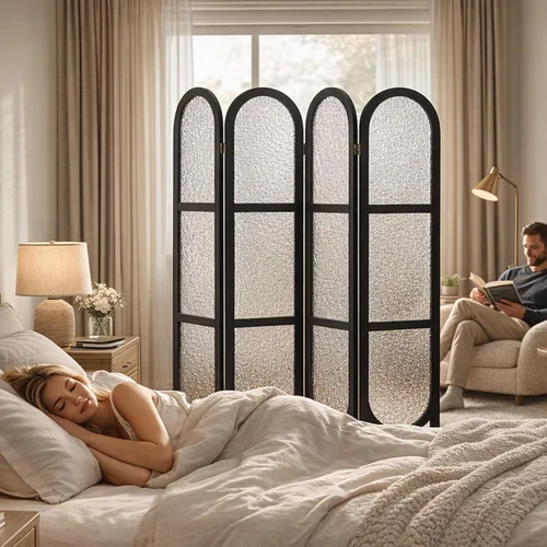 Miniatura 3 de Divisor de ambientes arqueado, 4 paneles, pantalla de privacidad acrílica de 6 pies, pantallas divisoras de habitación plegables independientes