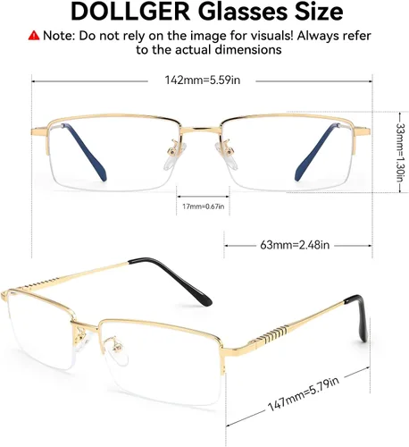 Miniatura 4 de Dollger Lentes rectangulares de luz azul para hombre, de metal, antiluz azul, bloqueo de luz azul, para computadora, a la moda, medio marco pequeño