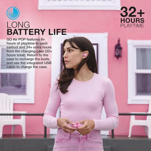 Miniatura 76 de JLab Go Air Pop+ Auriculares Verdaderamente Inalámbricos, Auriculares Intraaurales, Auriculares Bluetooth, 35H de Tiempo de Reproducción, Menta