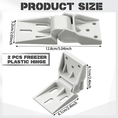 Miniatura 2 de Beeveer Bisagra de plástico para congelador, 2 piezas, compatible con congelador Haier, 3 agujeros, bisagra plegable para puerta, contrapeso