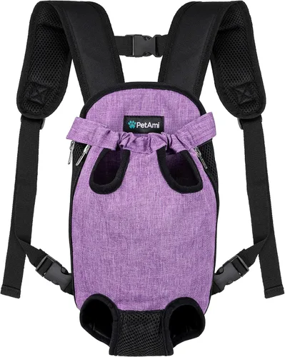 Miniatura 11 de PetAmi Mochila transportadora para perros, mochila transportadora frontal ajustable para mascotas y gatos, transportadora ventilada para el pecho