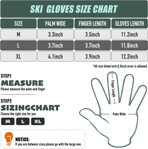Miniatura 6 de Jogoo Guantes de esquí cálidos de invierno, guantes de snowboard de nieve para hombres y mujeres, pantalla táctil impermeable y resistente al viento