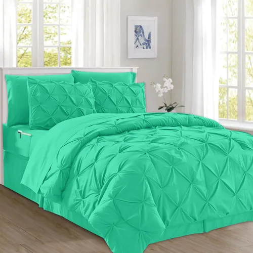 Miniatura 14 de Elegant Comfort Juego de edredón con pliegues pinzados de 8 piezas - Cama completa en una bolsa para todas las estaciones, incluye juego de sábanas