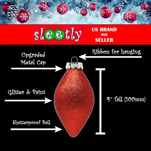 Miniatura 5 de Paquete de 28 adornos navideños de bolas rojas y doradas para decoraciones de árbol - Juego de bolas de plástico irrompibles, carámbanos y copos