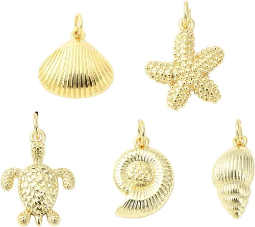 Miniatura 12 de Stiesy Dijes de latón dorado para hacer joyas, colgantes a granel para collares, pulseras, aretes, manualidades, Vidrio, Sin piedra preciosa