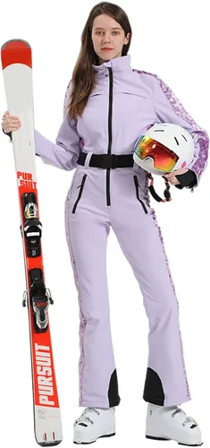 Miniatura 36 de GSOU SNOW Traje de esquí para mujer, traje de nieve delgado de una pieza, chaqueta de nieve, impermeable, resistente al viento, deportes al aire