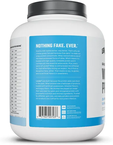 Miniatura 9 de Levels proteína de suero alimentado con pasto en polvo, sin artificiales, 25G de proteína, sin sabor, 5 libras
