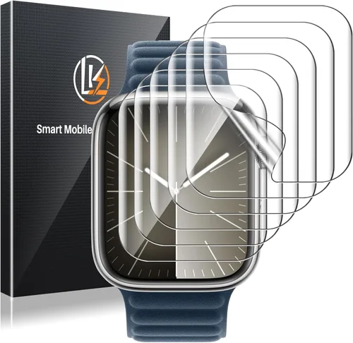LK Paquete de 6 protectores de pantalla para Apple Watch Series 9 Series 8 Series 7 de 1.614 pulgadas, película de poliuretano termoplástico Azul