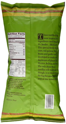 Miniatura 2 de Trader Joe's Chips de tortilla con infusión de quinua y frijoles negros hechos con maíz blanco molido a piedra, quinua roja y frijoles negros, 12