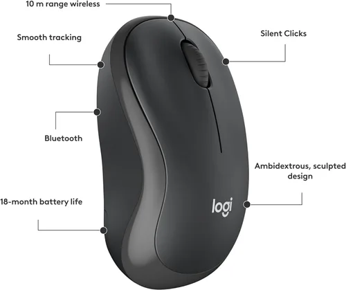 Miniatura 7 de Logitech M240 - Ratón Bluetooth silencioso, inalámbrico, compacto, portátil, seguimiento suave, batería de 18 meses, para Windows, macOS, ChromeOS