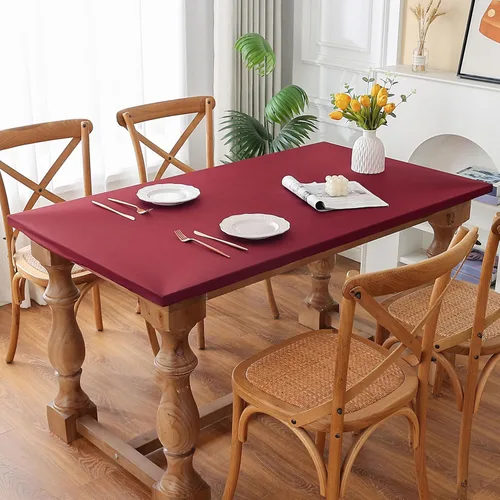 Miniatura 22 de Mantel redondo de elastano, suave y agradable a la piel, sin pelusas, funda de mesa de tela transpirable con banda elástica para comedor, reunión