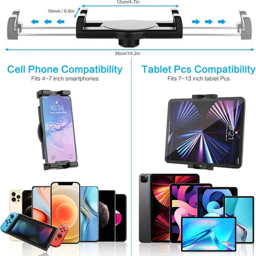 Miniatura 7 de Soporte para tablet de coche/camión para parabrisas de salpicadero, soporte de iPad de succión resistente con brazo de metal para tabletas