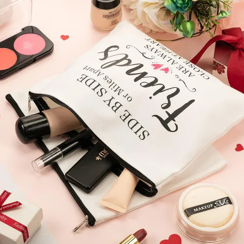 Miniatura 5 de Xuniea 8 bolsas de maquillaje para amigos, bolsas de cosméticos de amistad, bolsa de cosméticos portátil para mujeres, regalo de San Valentín