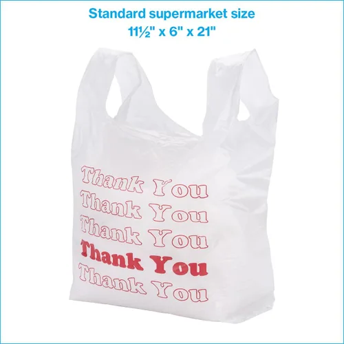 Miniatura 5 de SSWBasics Bolsas de agradecimiento blancas Caja de 500 – 11 ½" x 6" x 21" – Grosor 0.48 mil HDPE – Tamaño estándar de supermercado, perfecto